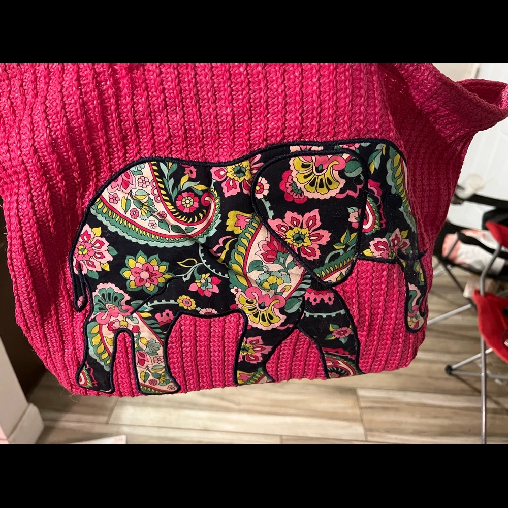 Vera Bradley straw elephant bag